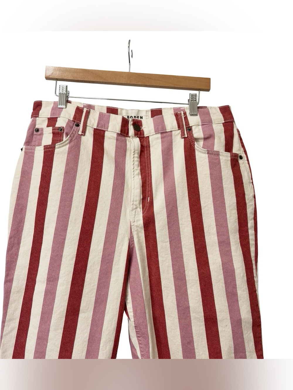 Boden Red and Pink Vertical Stripe Straight-Leg Pants - Picture 7 of 14